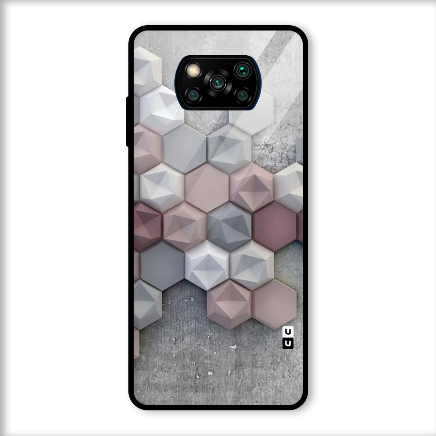 Cute Hexagonal Pattern Glass Back Case for Poco X3