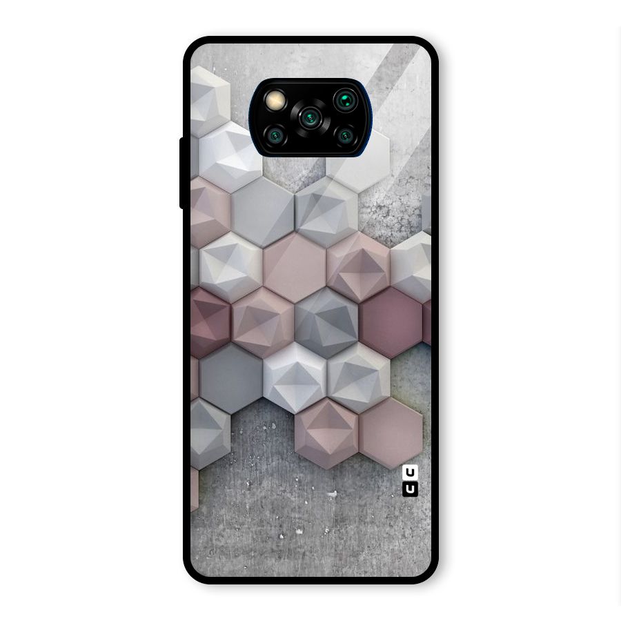 Cute Hexagonal Pattern Glass Back Case for Poco X3 Pro