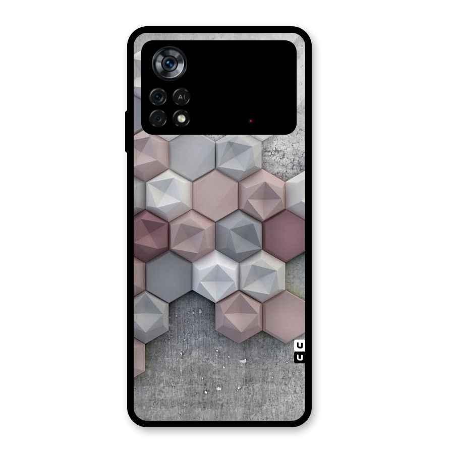 Cute Hexagonal Pattern Glass Back Case for Poco X4 Pro 5G