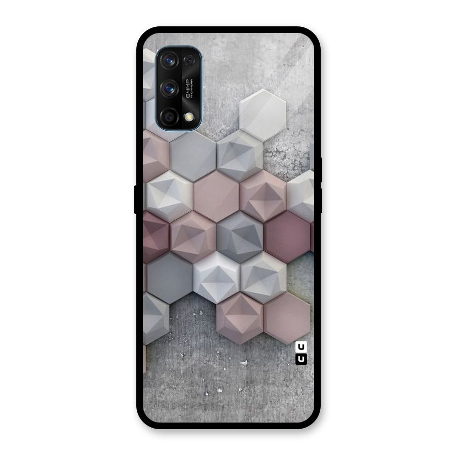 Cute Hexagonal Pattern Glass Back Case for Realme 7 Pro