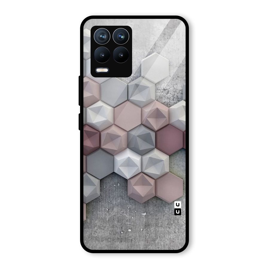 Cute Hexagonal Pattern Glass Back Case for Realme 8 Pro