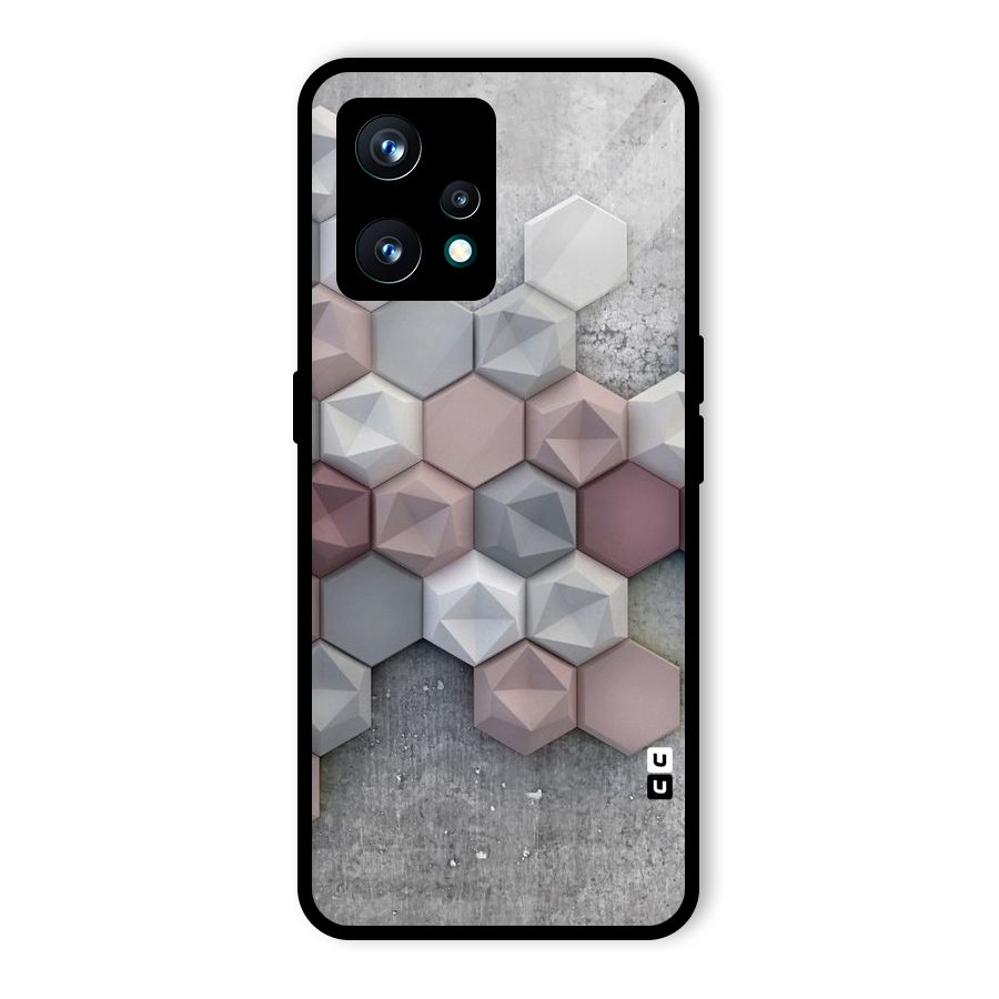 Cute Hexagonal Pattern Glass Back Case for Realme 9 Pro Plus 5G