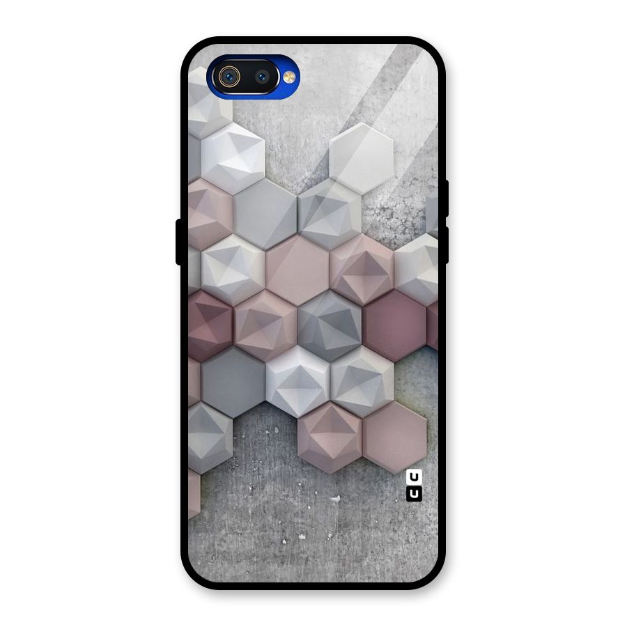 Cute Hexagonal Pattern Glass Back Case for Realme C2