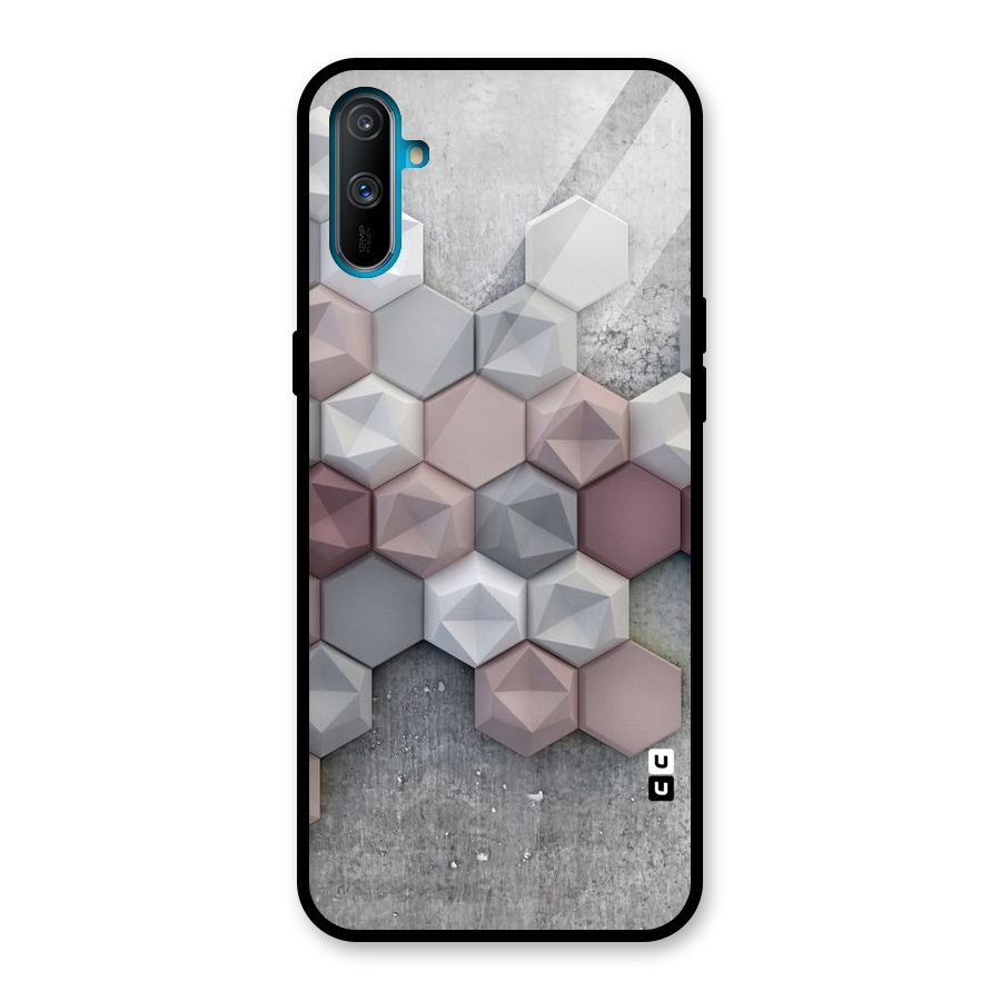 Cute Hexagonal Pattern Glass Back Case for Realme C3