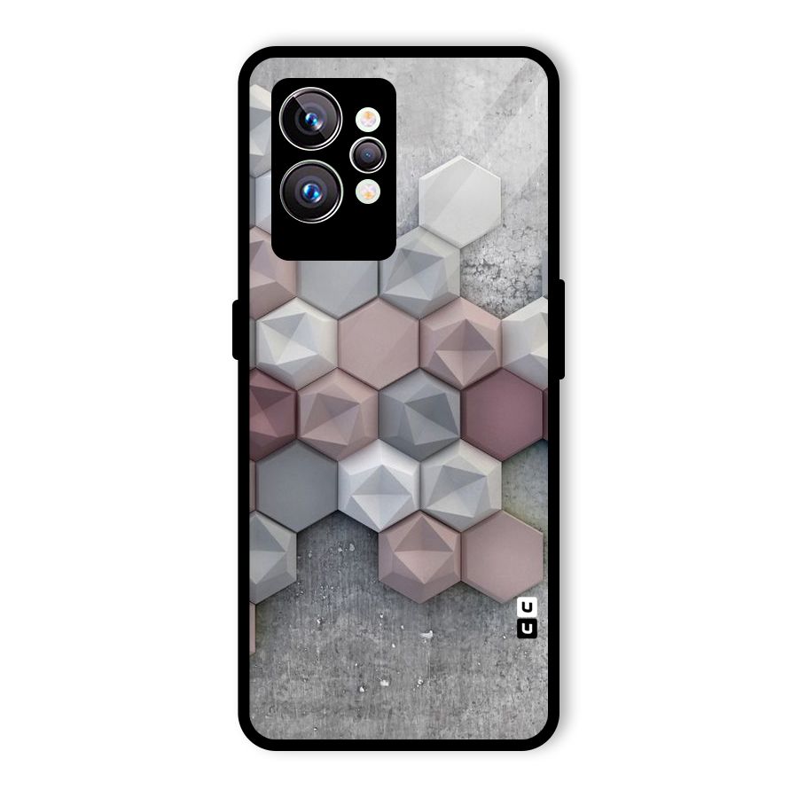 Cute Hexagonal Pattern Glass Back Case for Realme GT2 Pro