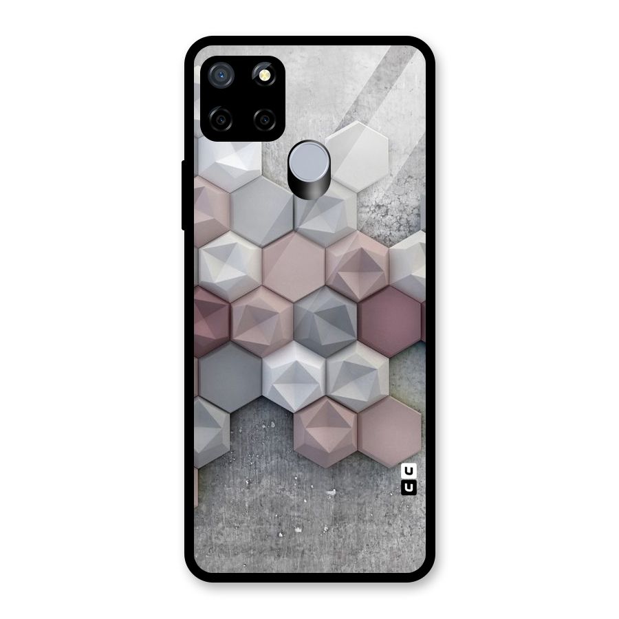 Cute Hexagonal Pattern Glass Back Case for Realme Narzo 30A