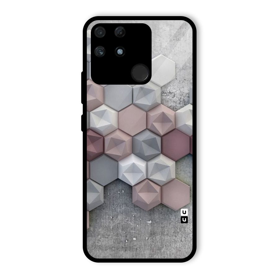 Cute Hexagonal Pattern Glass Back Case for Realme Narzo 50A