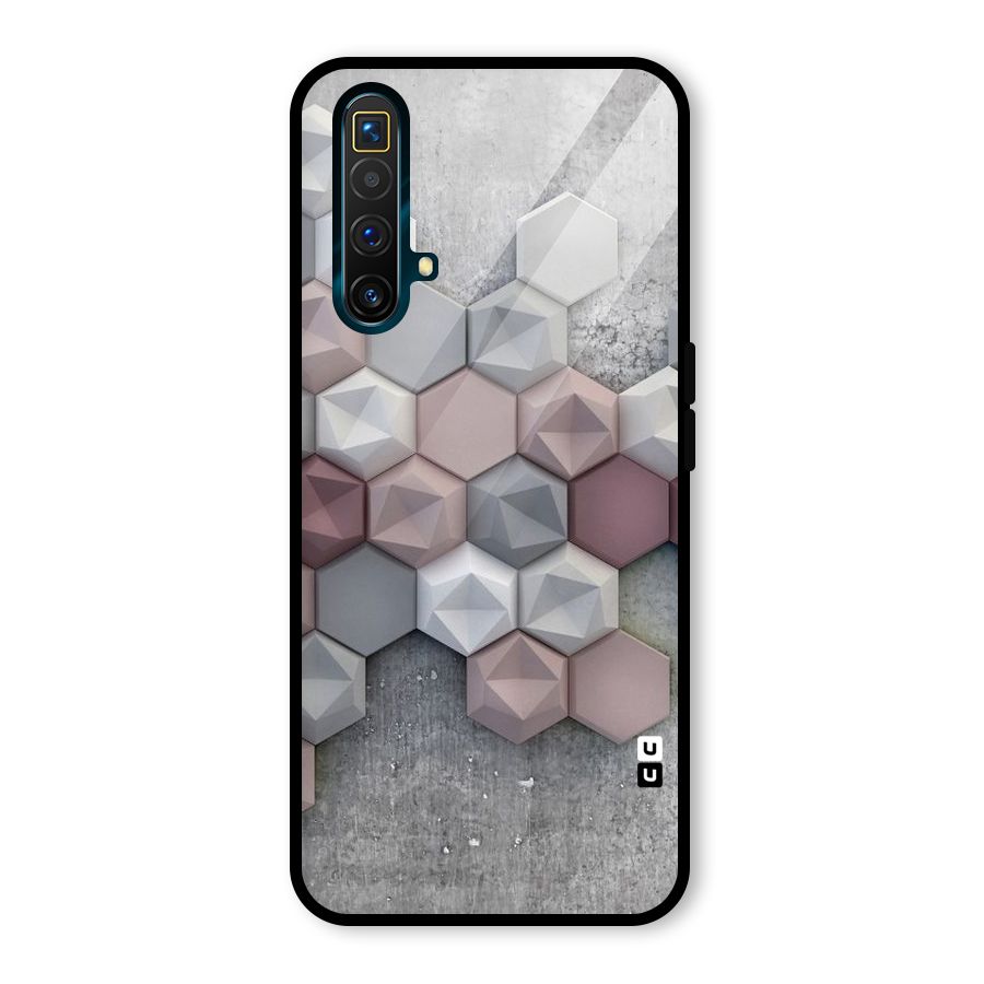 Cute Hexagonal Pattern Glass Back Case for Realme X3