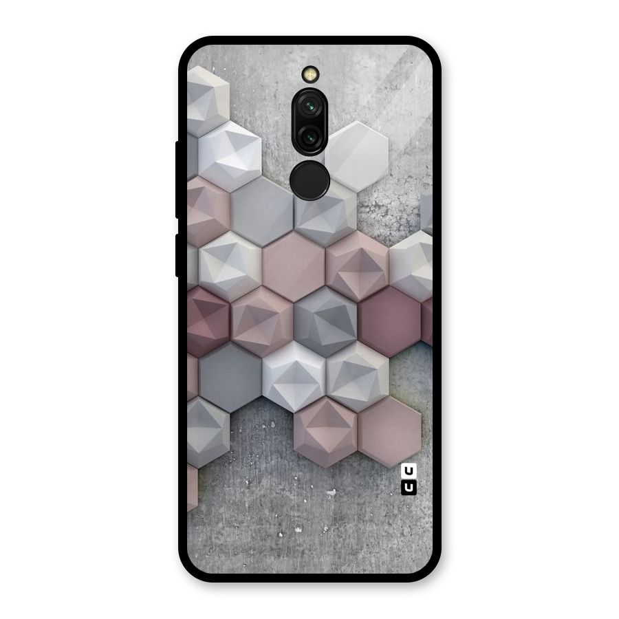 Cute Hexagonal Pattern Glass Back Case for Redmi 8