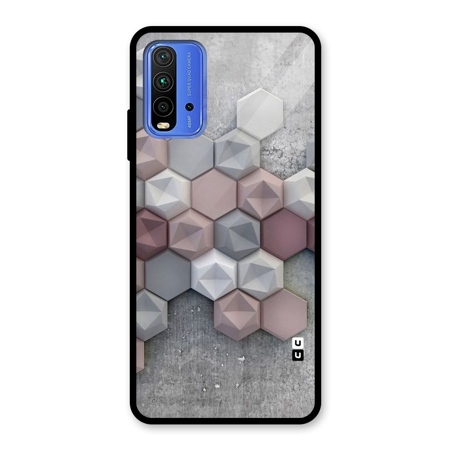 Cute Hexagonal Pattern Glass Back Case for Redmi 9 Power