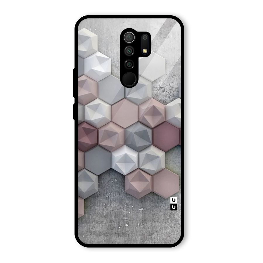 Cute Hexagonal Pattern Glass Back Case for Redmi 9 Prime