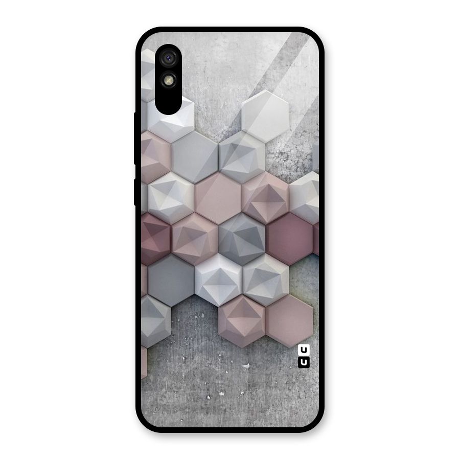 Cute Hexagonal Pattern Glass Back Case for Redmi 9i