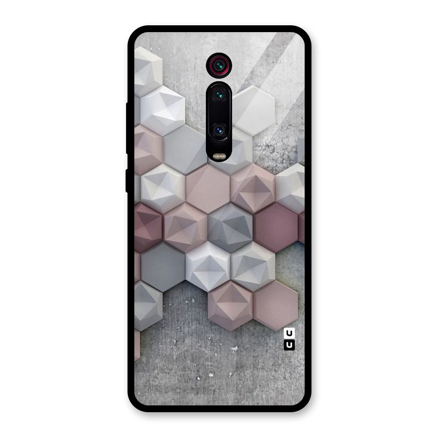 Cute Hexagonal Pattern Glass Back Case for Redmi K20 Pro