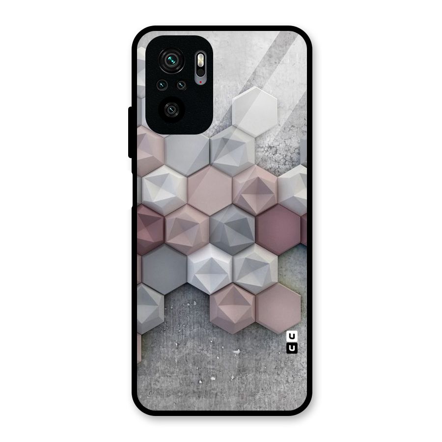 Cute Hexagonal Pattern Glass Back Case for Redmi Note 10S