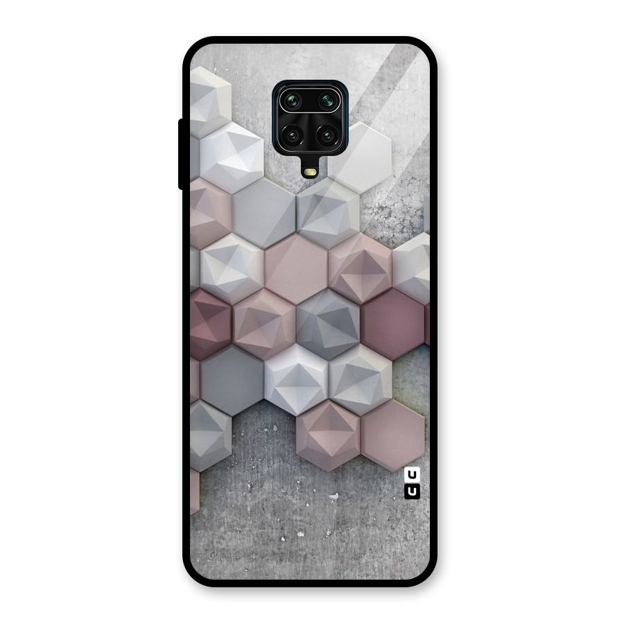 Cute Hexagonal Pattern Glass Back Case for Redmi Note 10 Lite