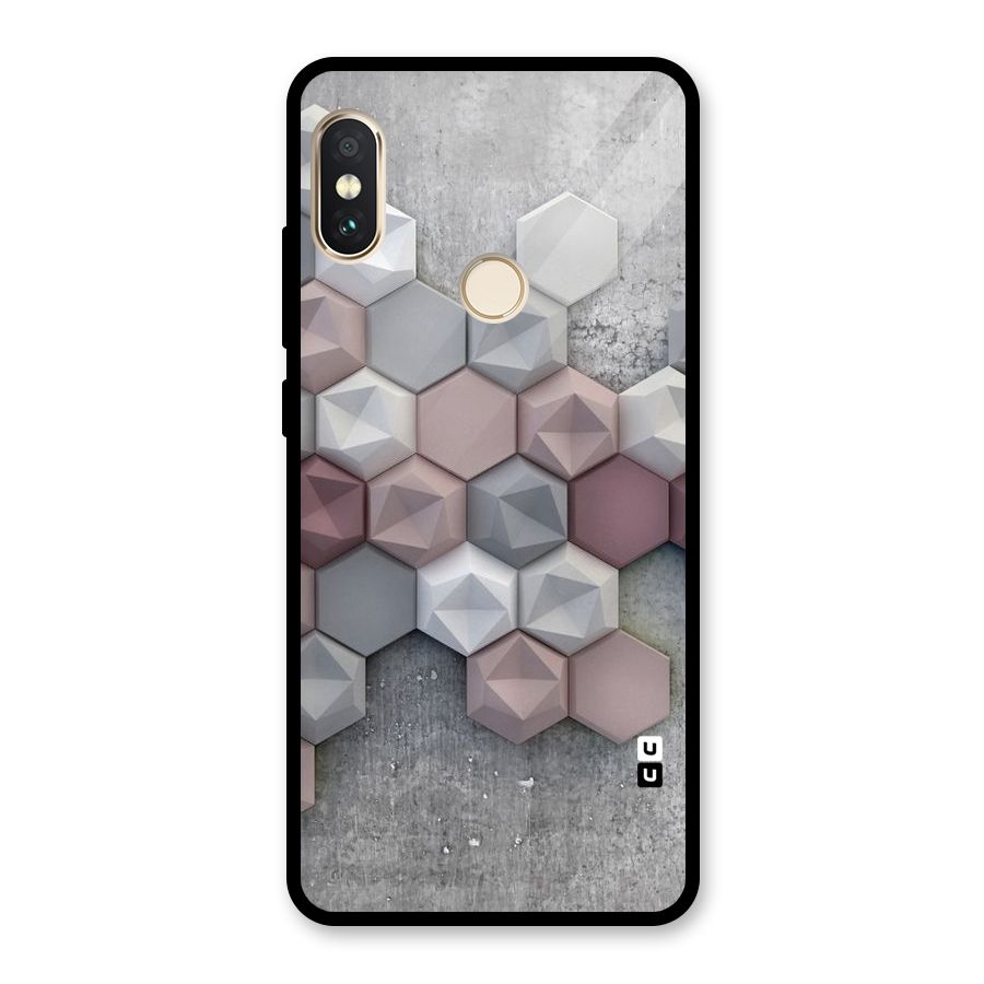 Cute Hexagonal Pattern Glass Back Case for Redmi Note 5 Pro