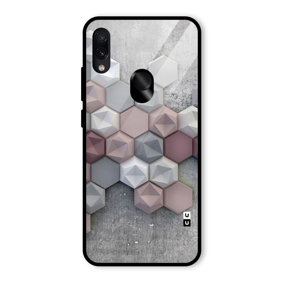 Cute Hexagonal Pattern Glass Back Case for Redmi Note 7 Pro