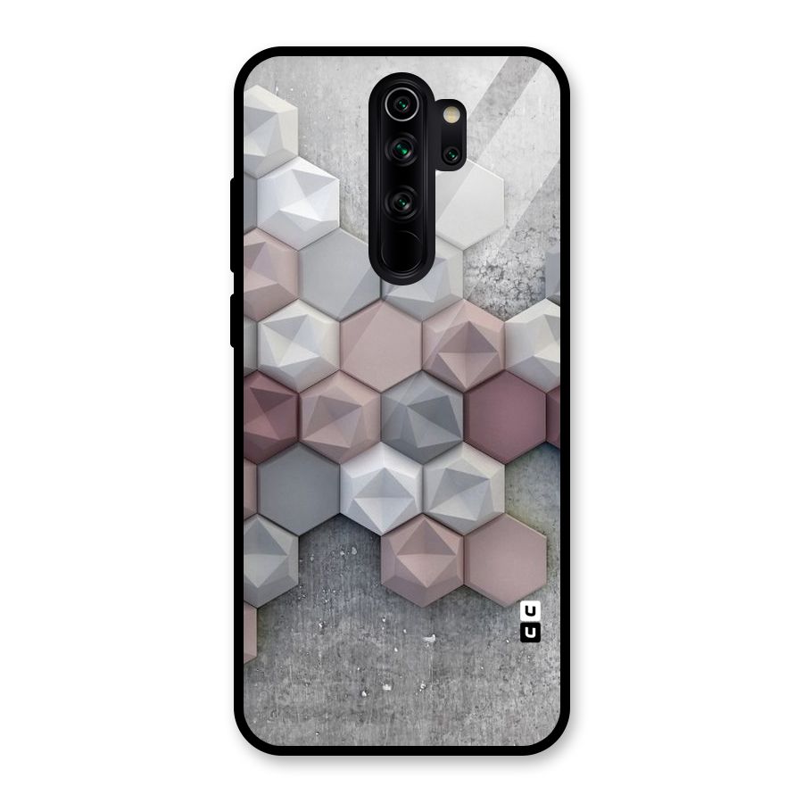 Cute Hexagonal Pattern Glass Back Case for Redmi Note 8 Pro
