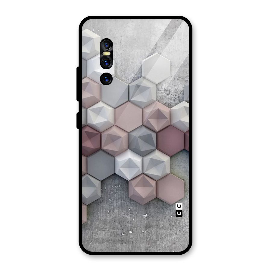 Cute Hexagonal Pattern Glass Back Case for Vivo V15 Pro