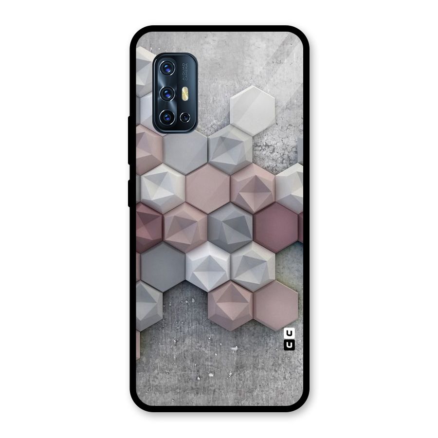 Cute Hexagonal Pattern Glass Back Case for Vivo V17