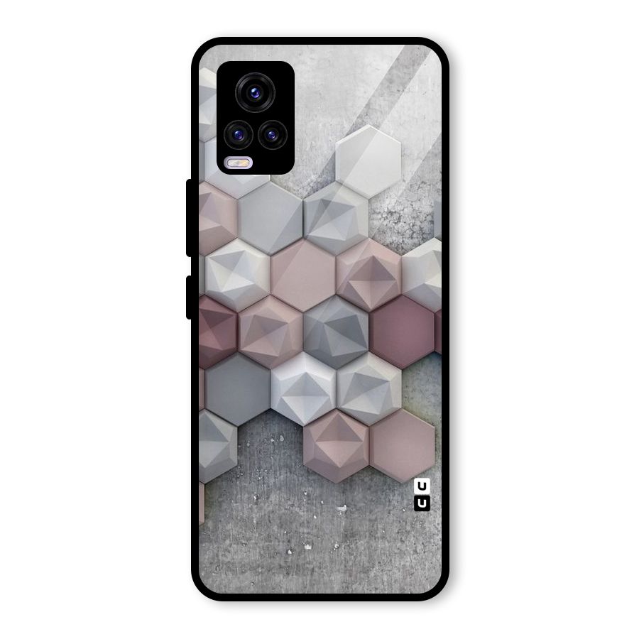 Cute Hexagonal Pattern Glass Back Case for Vivo V20