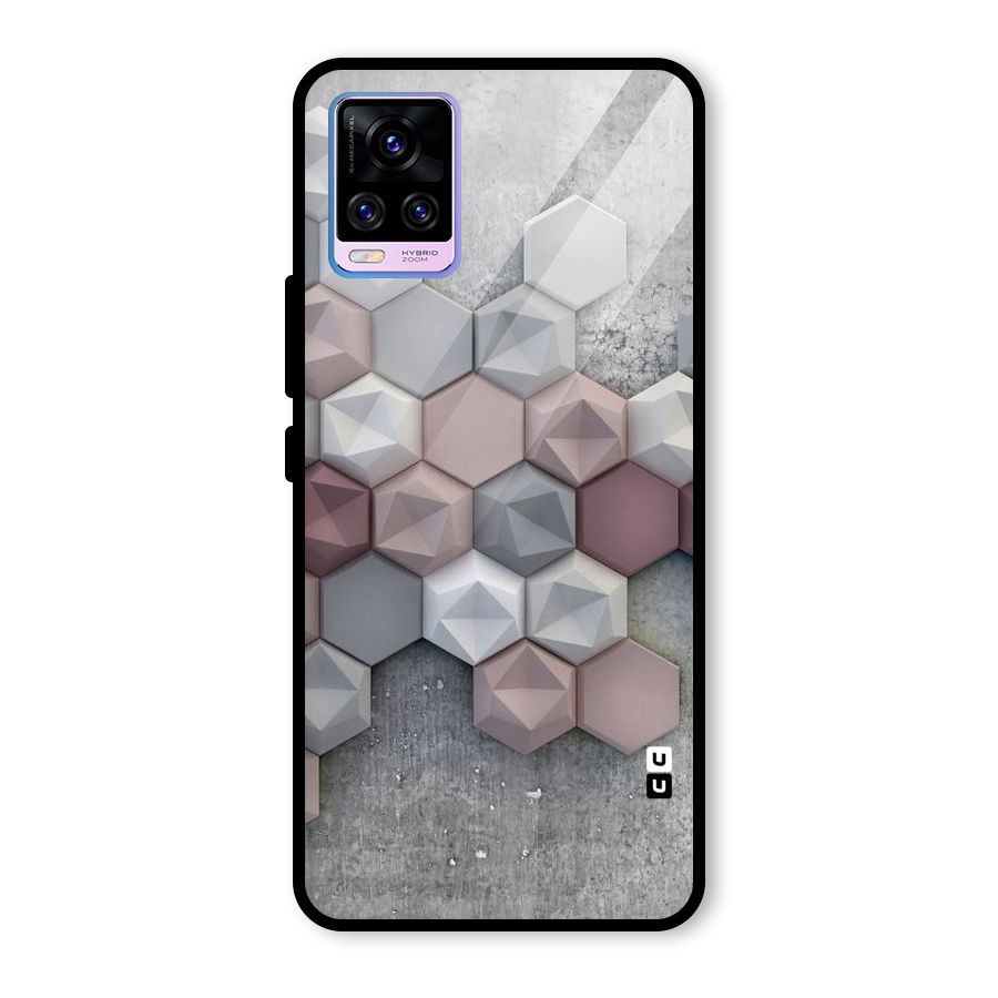 Cute Hexagonal Pattern Glass Back Case for Vivo V20 Pro