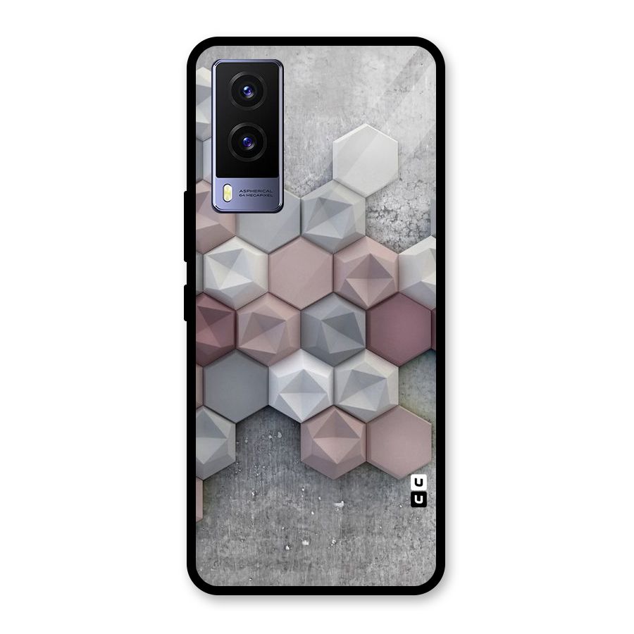 Cute Hexagonal Pattern Glass Back Case for Vivo V21e 5G