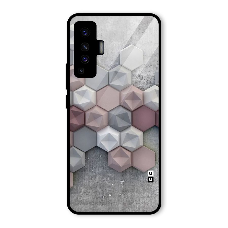 Cute Hexagonal Pattern Glass Back Case for Vivo X50