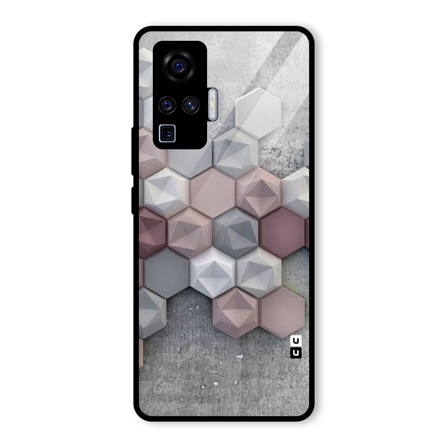 Cute Hexagonal Pattern Glass Back Case for Vivo X50 Pro