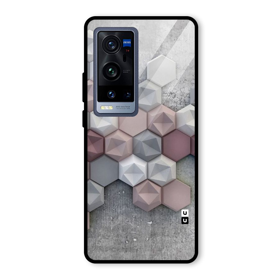 Cute Hexagonal Pattern Glass Back Case for Vivo X60 Pro Plus