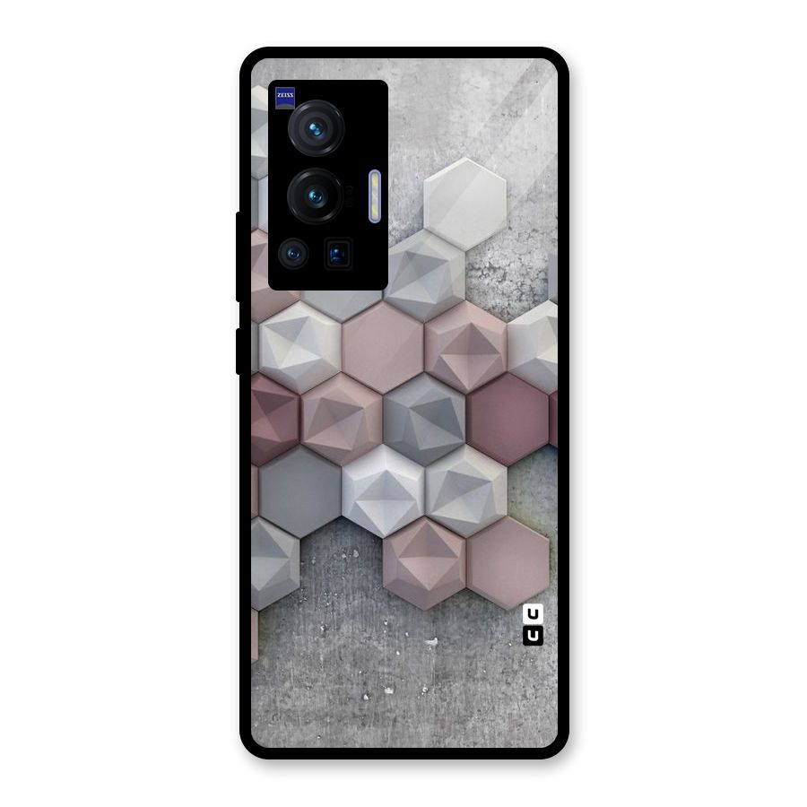 Cute Hexagonal Pattern Glass Back Case for Vivo X70 Pro