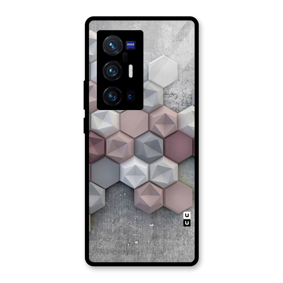 Cute Hexagonal Pattern Glass Back Case for Vivo X70 Pro Plus
