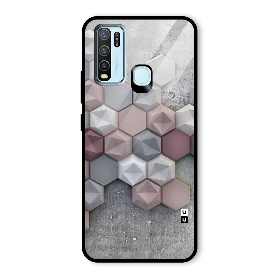 Cute Hexagonal Pattern Glass Back Case for Vivo Y30