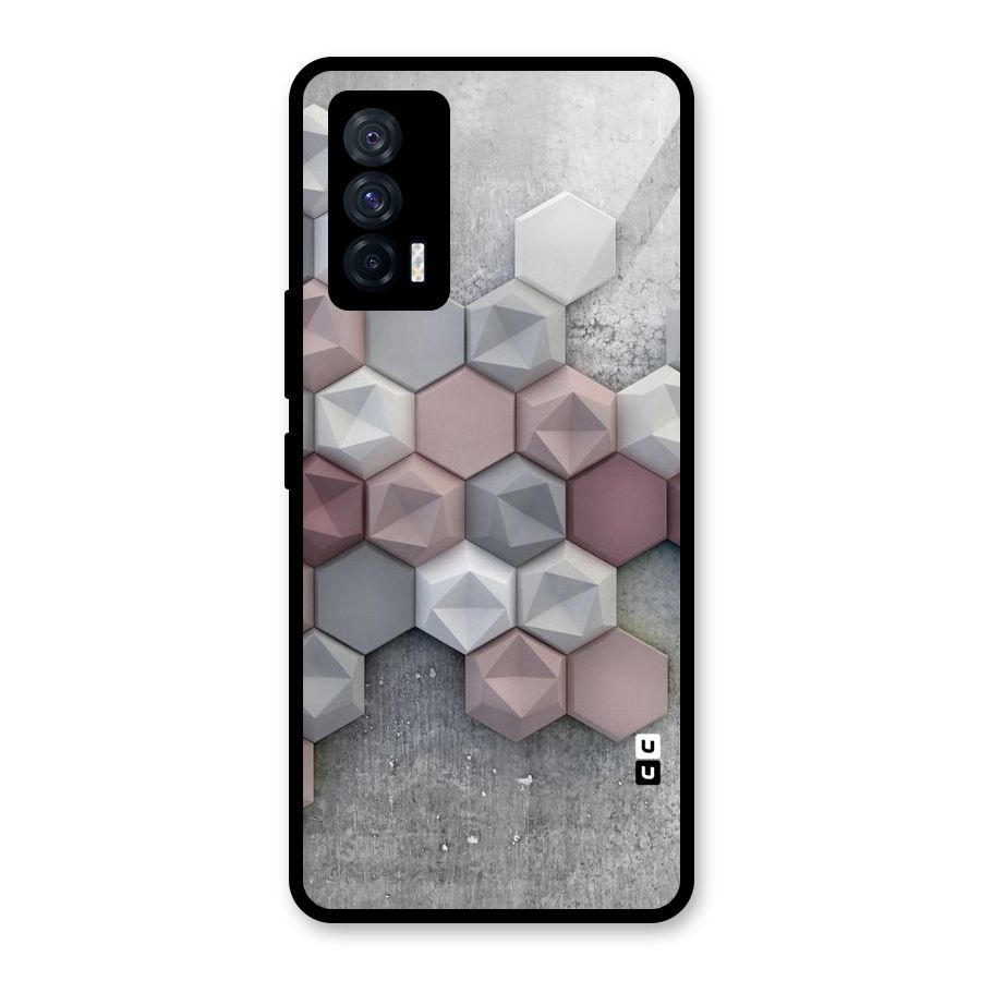 Cute Hexagonal Pattern Glass Back Case for Vivo iQOO 7 5G
