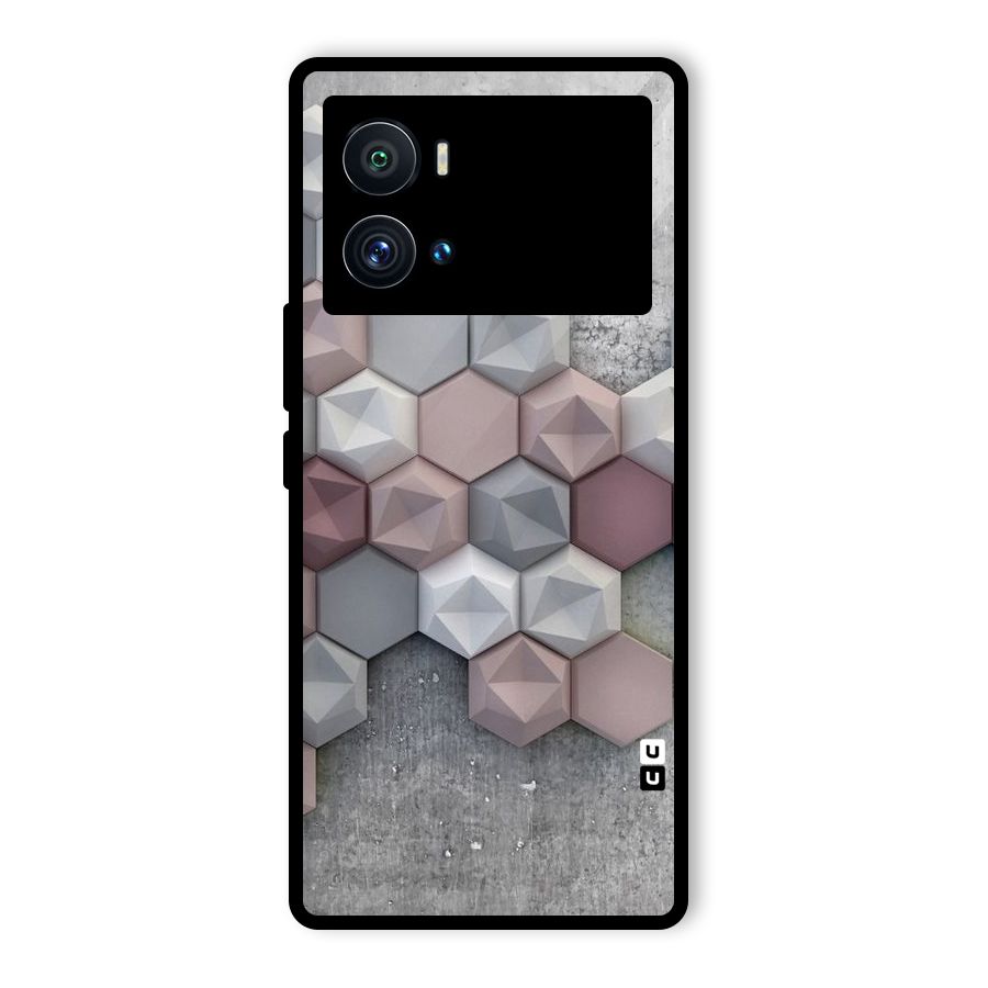 Cute Hexagonal Pattern Glass Back Case for Vivo iQOO 9 Pro