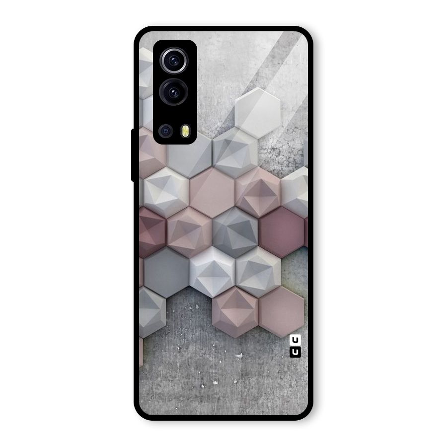 Cute Hexagonal Pattern Glass Back Case for Vivo iQOO Z3