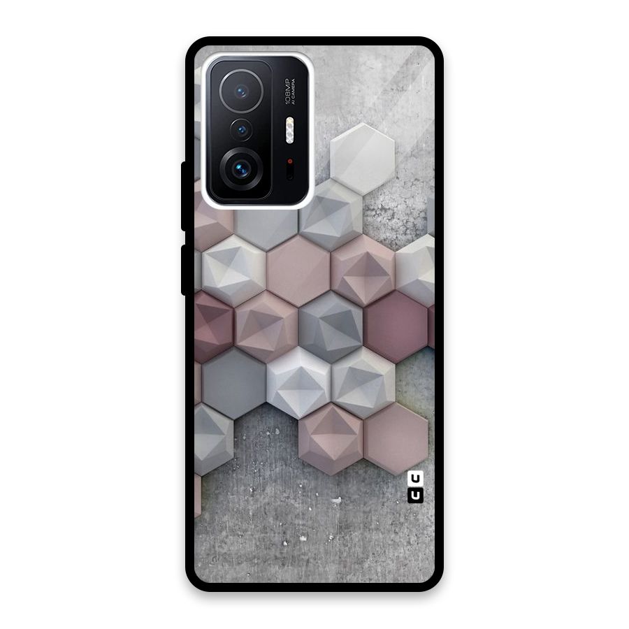 Cute Hexagonal Pattern Glass Back Case for Xiaomi 11T Pro