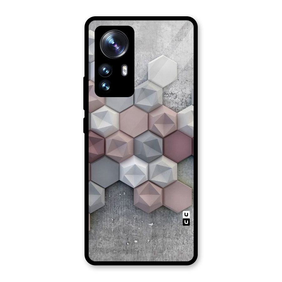 Cute Hexagonal Pattern Glass Back Case for Xiaomi 12 Pro
