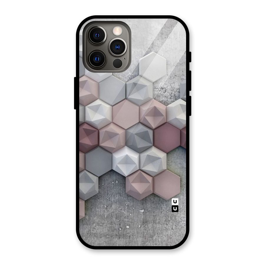 Cute Hexagonal Pattern Glass Back Case for iPhone 12 Pro