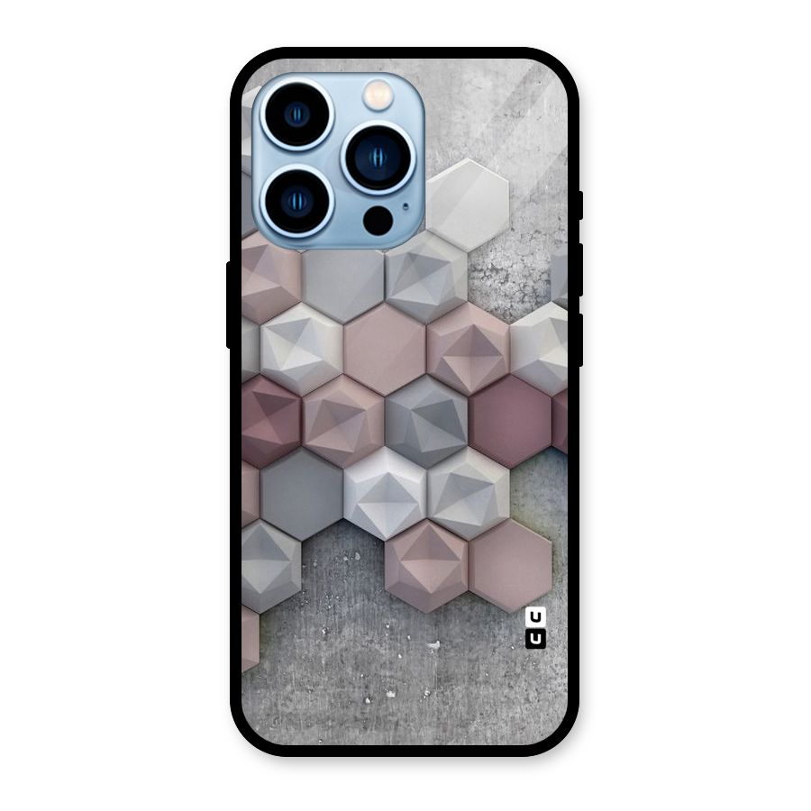 Cute Hexagonal Pattern Glass Back Case for iPhone 13 Pro