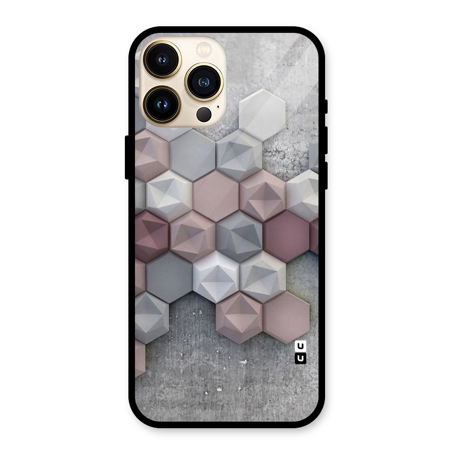 Cute Hexagonal Pattern Glass Back Case for iPhone 13 Pro Max