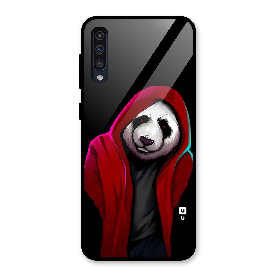 Cute Hoodie Panda Glass Back Case for Galaxy A30s
