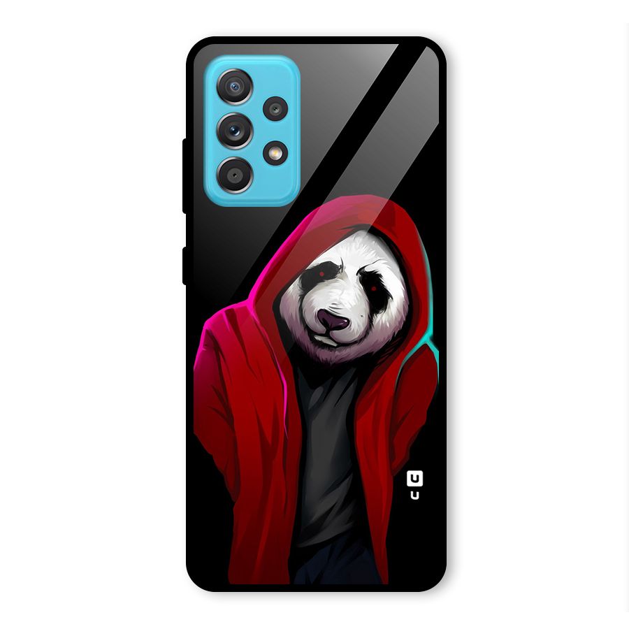 Cute Hoodie Panda Glass Back Case for Galaxy A52