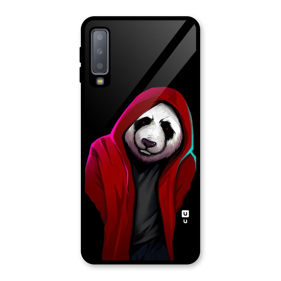 Cute Hoodie Panda Glass Back Case for Galaxy A7 (2018)