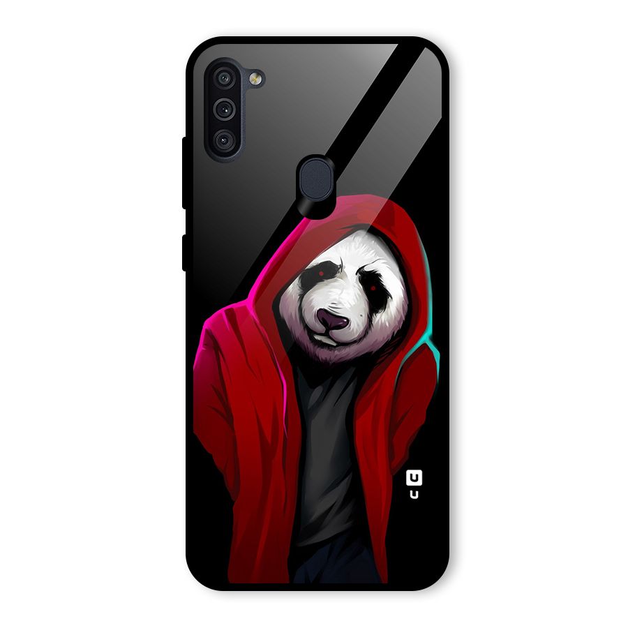 Cute Hoodie Panda Glass Back Case for Galaxy M11