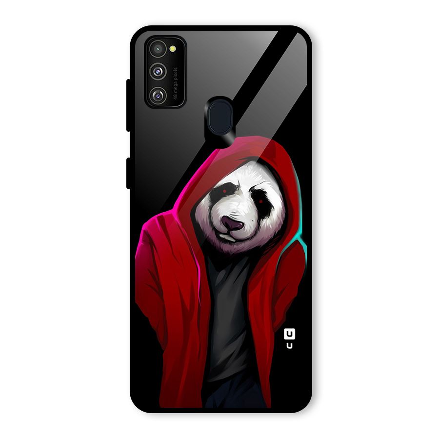 Cute Hoodie Panda Glass Back Case for Galaxy M30s