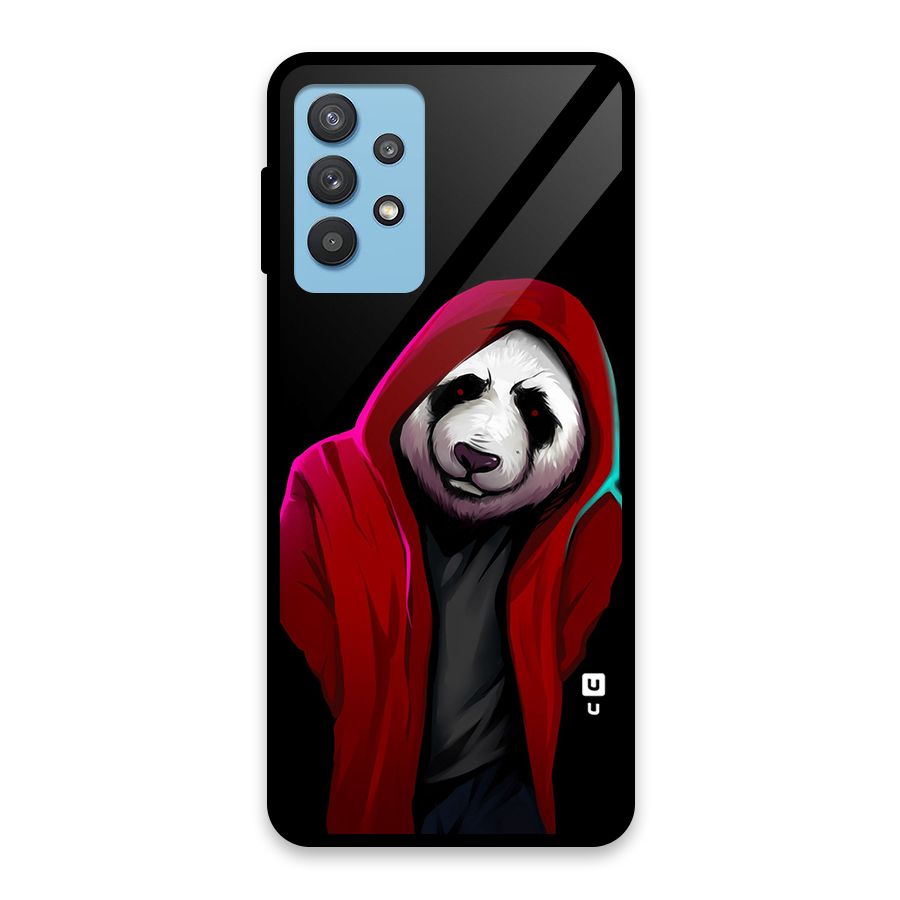 Cute Hoodie Panda Glass Back Case for Galaxy M32 5G