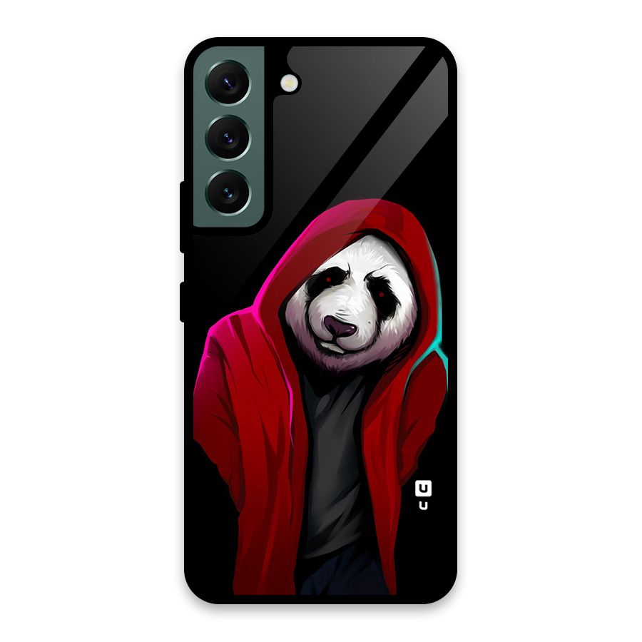 Cute Hoodie Panda Glass Back Case for Galaxy S22 5G