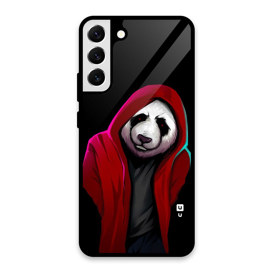 Cute Hoodie Panda Glass Back Case for Galaxy S22 Plus 5G