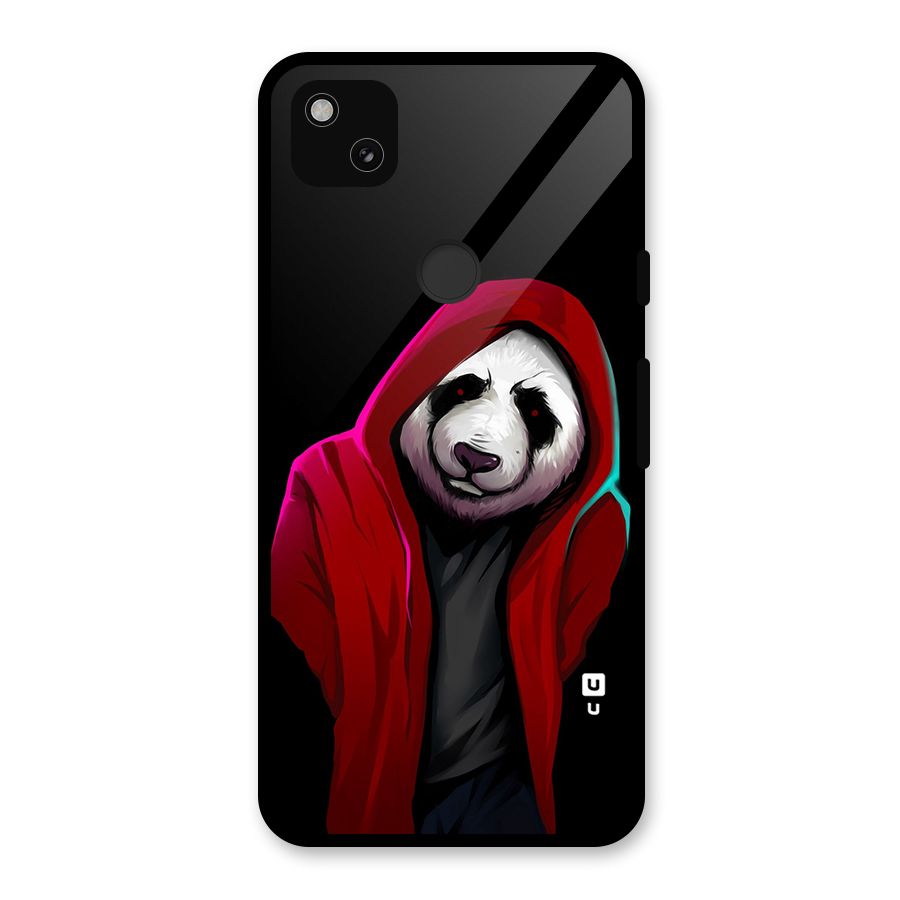 Cute Hoodie Panda Glass Back Case for Google Pixel 4a